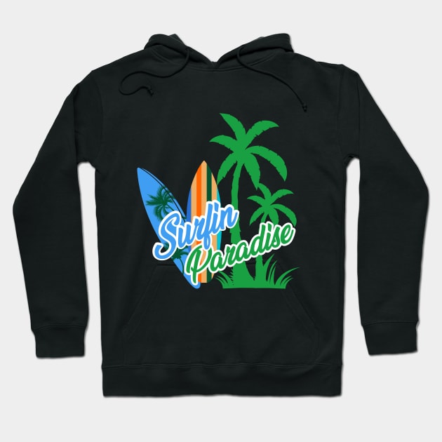 Summer, Surfin Paradise Hoodie by HassibDesign